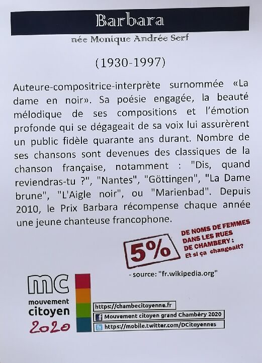 Notice Rue Barbara  Chambry le 8 mars 2019