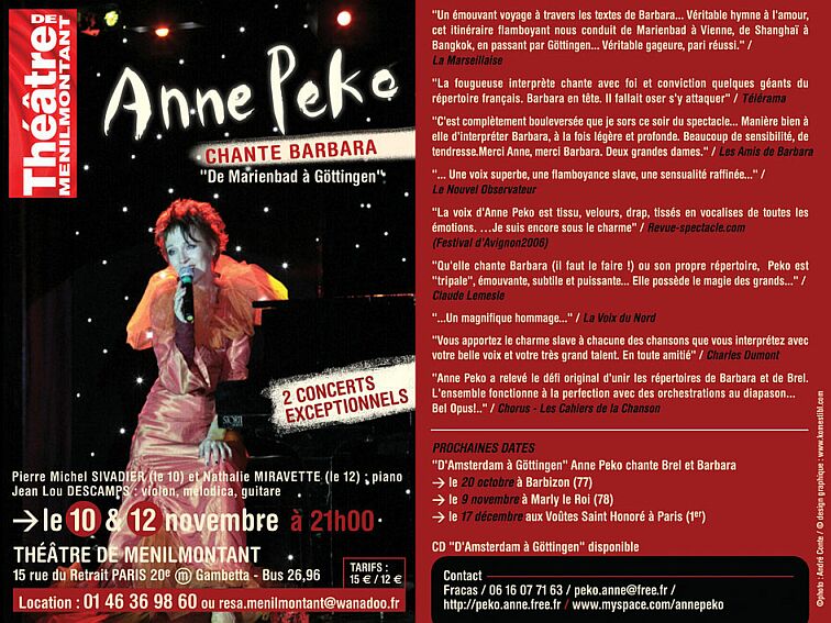 Anne Peko chante Barbara : De Marienbad  Gttingen, novembre 2007