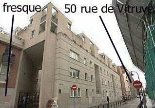Emplacement de la fresque 52 bis rue de Vitruve